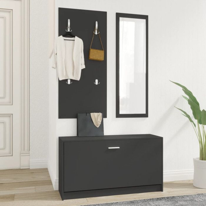 Meuble Entrée 3-en-1 Armoire à Chaussures VidaXL - Bois Chêne Et Blanc - À Monter
