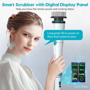 Brosse De Nettoyage Électrique Rotative - 8 Têtes Interchangeables - IPX6 Étanche - Pour Salle De Bain Et Cuisine