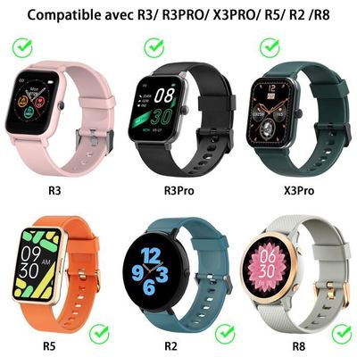 Blueshaweu Bracelet De Rechange De 20 Mm, Compatible Avec La Montre Intelligente R30 PRO 1,85", En Silicone Respirant, Sport, Pour Blackview/IOWO DO/FeipuQu R30 Pro Smartwatch
