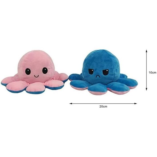 Vert QINQI Jouet en Peluche Double Face Flip Poulpe Jolie Poup/ée de Poulpe R/éversible Poup/ée Danimaux en Peluche Doux Cadeau de Jouets pour Enfants Gar/çons Filles Bleu Clair