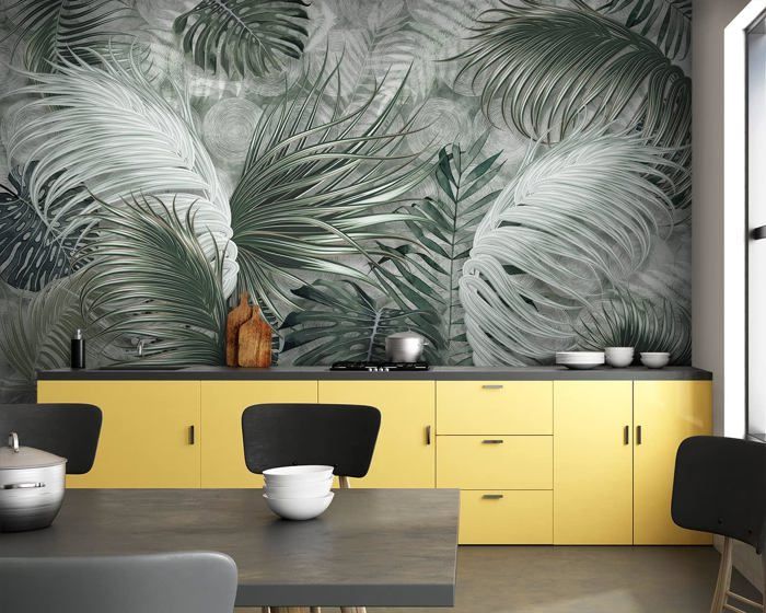 Papier Peint Panoramique 250x175 cm 3D style Jungle Tropical Feuilles ...
