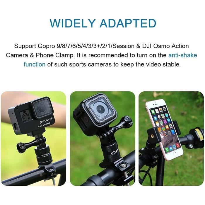 Support de caméra de moto à 360 ° pour GoPro - Support en métal 1/4 pour
