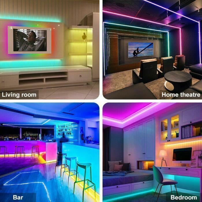 Bande LED RVB 20 M Avec Bluetooth Et Télécommande - Synchronisation Musique, Timer, Changement De Couleur - Pour Fête, Chambre