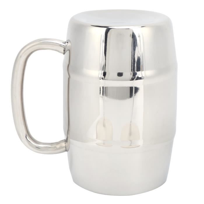 Chope à Bière En Bois Avec Doublure Inox 532ml - Style Vintage Rustique Fait Main | Idée Cadeau Homme