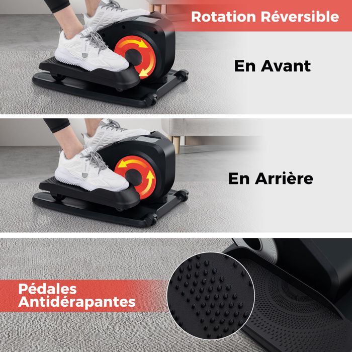 KOMFOTTEU Pédalier Électrique Avec Écran & Télécommande - Appareil Elliptique Auto, 3 Modes, 5 Vitesses - Fitness à La Maison Ou Au Bureau