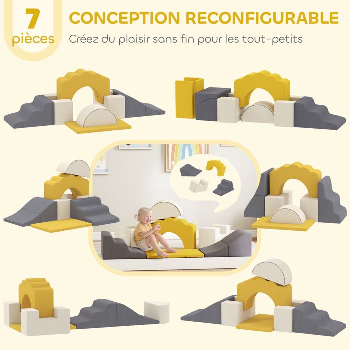 AIYAPLAY 15 Pièces Parcours Motricité Bébé Mousse Avec Piscine à Balles - Housses Lavables - Soft Play Climber - Dès 3 Ans - Multicolore - Certification EN71