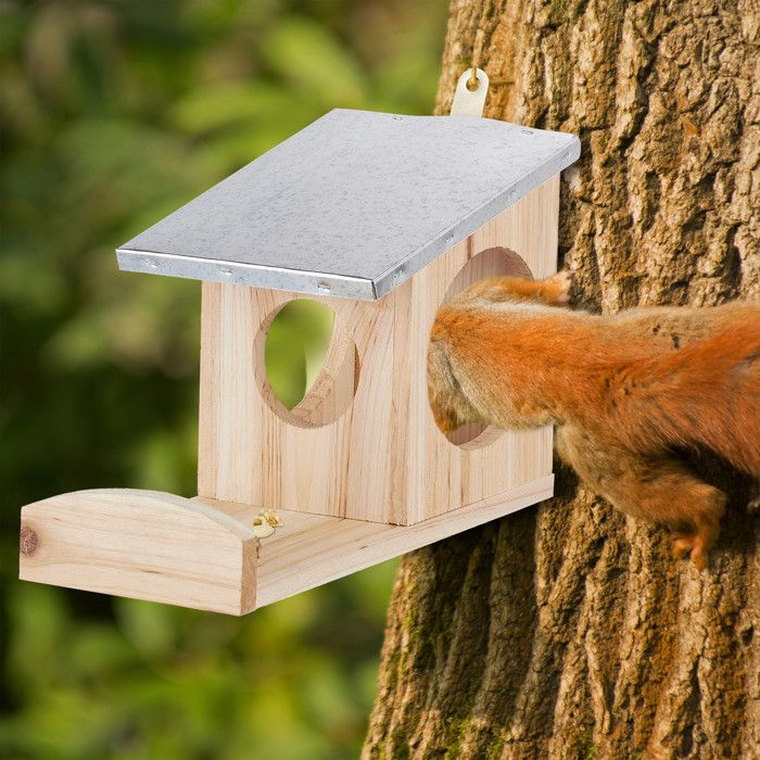 Relaxdays Mangeoire pour oiseaux en bois - Design rustique Relaxdays Mangeoire pour oiseaux en bois - Design rustique