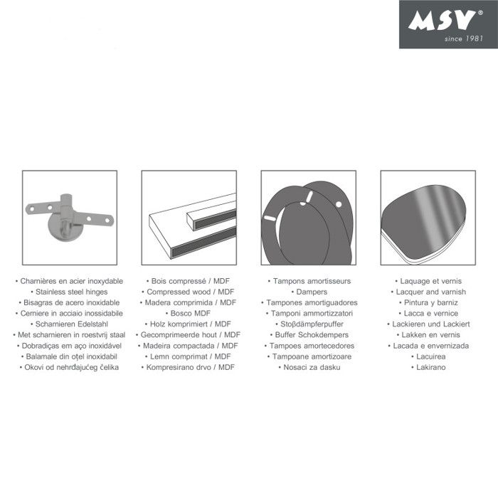 Abattant WC MSV Décor Pin Marron – Charnières Inox, Style Rustique Intemporel