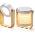 Lampe de Chevet Sans fil, Veilleuse LED Lanterne, 3 Mode de Lumière Réglable, Télescopique Pliante Portable (Blanc) - KENUOS-0