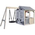 KidKraft - Aire de jeux/cabane d'extérieur Savannah en bois, pour enfant avec balançoire et accessoires inclus-0