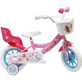 Vélo enfant 12'' PRINCESS / DISNEY Pour enfant < 90 cm équipé de 1 Frein, panier avant, porte poupée et stabilisateurs amovibles-0