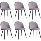 BenyLed Lot de 6 Chaises de Salle à Manger Rembourrées Avec Dossier en Velours Doux et Pieds en Métal de Style Bois(Gris)