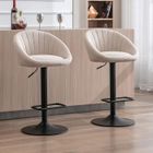 WAHSON OFFICE CHAIRS Wahson Tabouret de Bar Lot de 2 Chaise Bar Haute en Tissu avec Repose-Pieds pour Bar-Cuisine,Beige