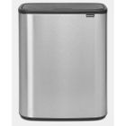 BRABANTIA Poubelle Bo Touch Bin - 2x 30 L - Matt Steel Fingerprint Proof
