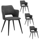 MEUBLES COSY Lot de 4 Chaises de Salle à Manger,Siège en Tissu Gris,Pieds en Métal Noir,pour Cuisine Bureau Salon