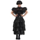 Robe de bal noire pour enfant Mercredi de la famille Addams CHAKS - Taille 9/10 ans (140cm) - Halloween