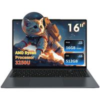 PC portable Auusda  - 16"FHD+ - 16 Go de RAM 512 Go SSD AMD Ryzen 3 3250U(3,5 GHz) - Windows 11 PRO - Rotation 180°- Ordinateur