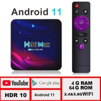 BOX Multimédia Smart TV H96 Max V114 Go + 64 Go décodeur Android 11 Wifi, 4K, Youtube
