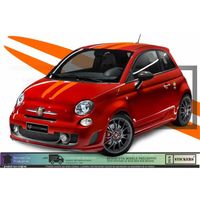 Fiat 500  - ORANGE - Kit complet abarth Capot hayon toit   - Tuning Sticker Autocollant Graphic Decals