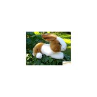 Peluche lapin blanc brun couché 24 cm - ANIMA - Mixte - Enfant - Marron - Plush