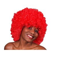 Perruque rouge Méga Funky Party pour adulte coupe disco afro avec beaucoup de volume accessoire déguisement homme femme Soirées à
