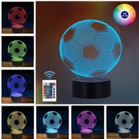 3D Lampe Illusion Optique LED Football Veilleuse télécommande Touchez pour changer de couleur 16 couleurs Prise USB