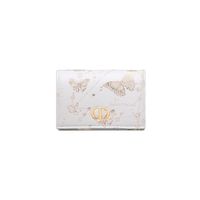 Portefeuille DIOR Dior 23 Nouveau CARO Femme Taille S Cuir de veau doré et blanc imprimé Constellation Papillon
