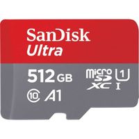 Carte mémoire microSDXC SanDisk Ultra 512 Go - Classe 10 UHS-I - Vitesse de lecture jusqu'à 100 Mo/s