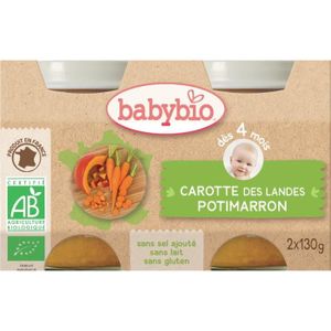 LÉGUMES CUISINÉS Babybio - Petit Pot Bébé Carotte Petit Pot Bébéimarron - Bio - 2x130g - Dès 4 mois