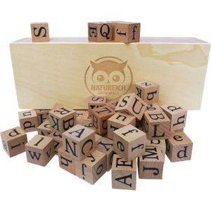 JEU D'APPRENTISSAGE Puzzle en bois Natureich - Blocs Alphabétiques pour l'apprentissage - 58 pièces - Valeur éducative - Noir