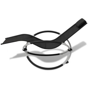 CHAISE LONGUE Chaise longue géométrique d'extérieur - MAD - Acier Noir - Pliable - Avec oreiller amovible