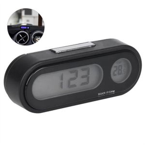 Horloge Automatique num/érique de Voiture Batterie Solaire autocollante 24 Heures avec thermom/ètre Accessoires de Voiture /électroniques