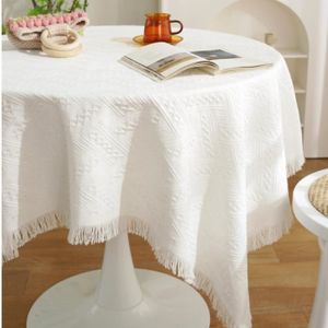 6 ft Blanc sur Blanc Polka Dots Nappe Lavage en Machine Table Nappe 180 cm x 130 cm environ 1.83 m 