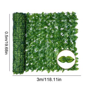 FLEUR ARTIFICIELLE Décoration florale,Clôture de lierre artificielle en fausse feuille verte, panneaux d'écran de - Type Watermelon leaf 3M