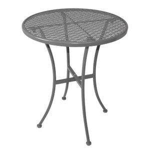 TABLE DE JARDIN  Table bistro ronde grise en acier ajouré 600 mm