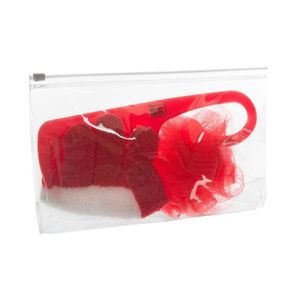ÉPONGE - FLEUR DE BAIN Five - Set de douche gant + peigne + éponge Rouge