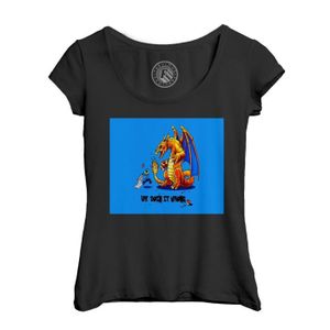 T-SHIRT T-shirt Femme Col Echancré Noir Pokemon ur' doing it wrong Dracofeu Humour