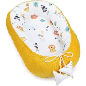 RÉDUCTEUR DE LIT Réducteur Lit Bébé 90x50 cm - Cocoon Cale Bebe pour Lit Baby Nest Coton avec Minky Caramel Safari140