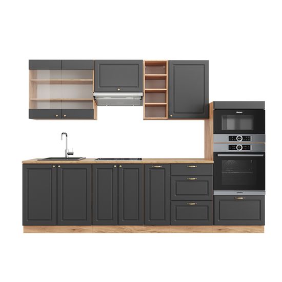 Vicco Cuisine Fame-Line, Chêne Vert Et Or/chêne Doré, 300cm Avec Armoire Haute Pt Chene 93186700