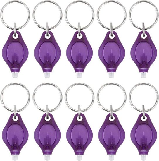 2 Mini Lampes De Poche UV LED Porte-clés - Lumière Violette - Piles Incluses