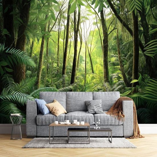 Papier Peint Panoramique Jungle Tropicale 350x256cm Poster Geant Mural ...