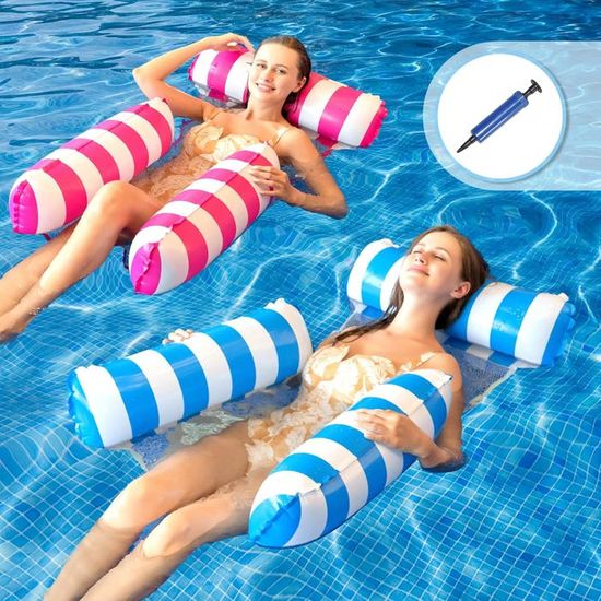 Bouée Hamac Gonflable Pour Piscine – Lit Flottant En Maille Avec Oreiller, Adulte Et Enfant, Charge 130 Kg