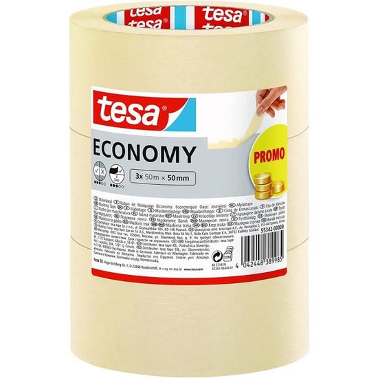 Ruban de Masquage Écologique - Adhésif de Masquage pour Travaux de Peinture  - Sans Solvant, 3x 50 m x 50 mm[31] - Cdiscount Bricolage