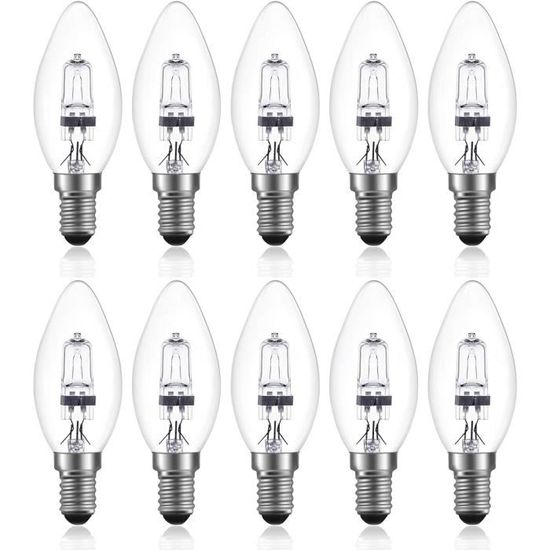 Lot de 10 Ampoules Halogènes E14 18W à Intensité Variable Blanc Chaud 2700K Dimmable Ampoules à