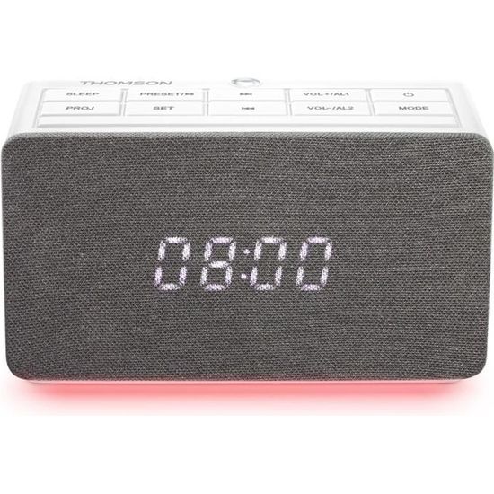 Radio-réveil Projecteur THOMSON - Radio FM/DAB+, Double Alarme, Projection De L'heure Au Plafond, écran LCD