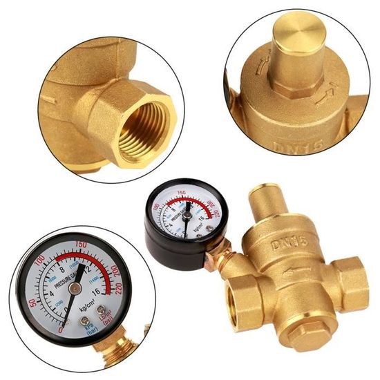 Réducteur De Pression D'eau DN20 3/4 Pouces - Laiton Réglable Avec Jaune, Neuf, Générique