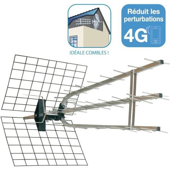 METRONIC 415042 Antenne UHF Trinappe amplifiée 45dB à fiche F - antenne  rateau, avis et prix pas cher - Cdiscount