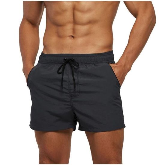 MAILLOT DE BAIN Short de bain slim pour homme avec poches zippees Maillot a sechage rapide sport Gris Cdiscount Pret a Porter