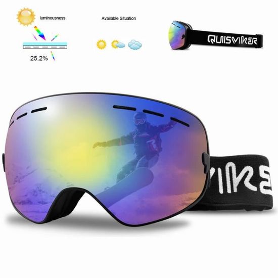 Doukesh Lunettes De Ski Anti-Buée UV400 - Masque De Snowboard Et Moto Pour Hommes, Femmes Et Adolescents
