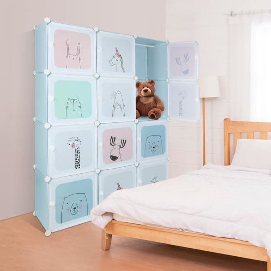 Armoire à 6 Cubes Modulable DIY - 105x70x35 Cm - Rangement Vêtements, Livres, Jouets - En Plastique PP/ABS - 10